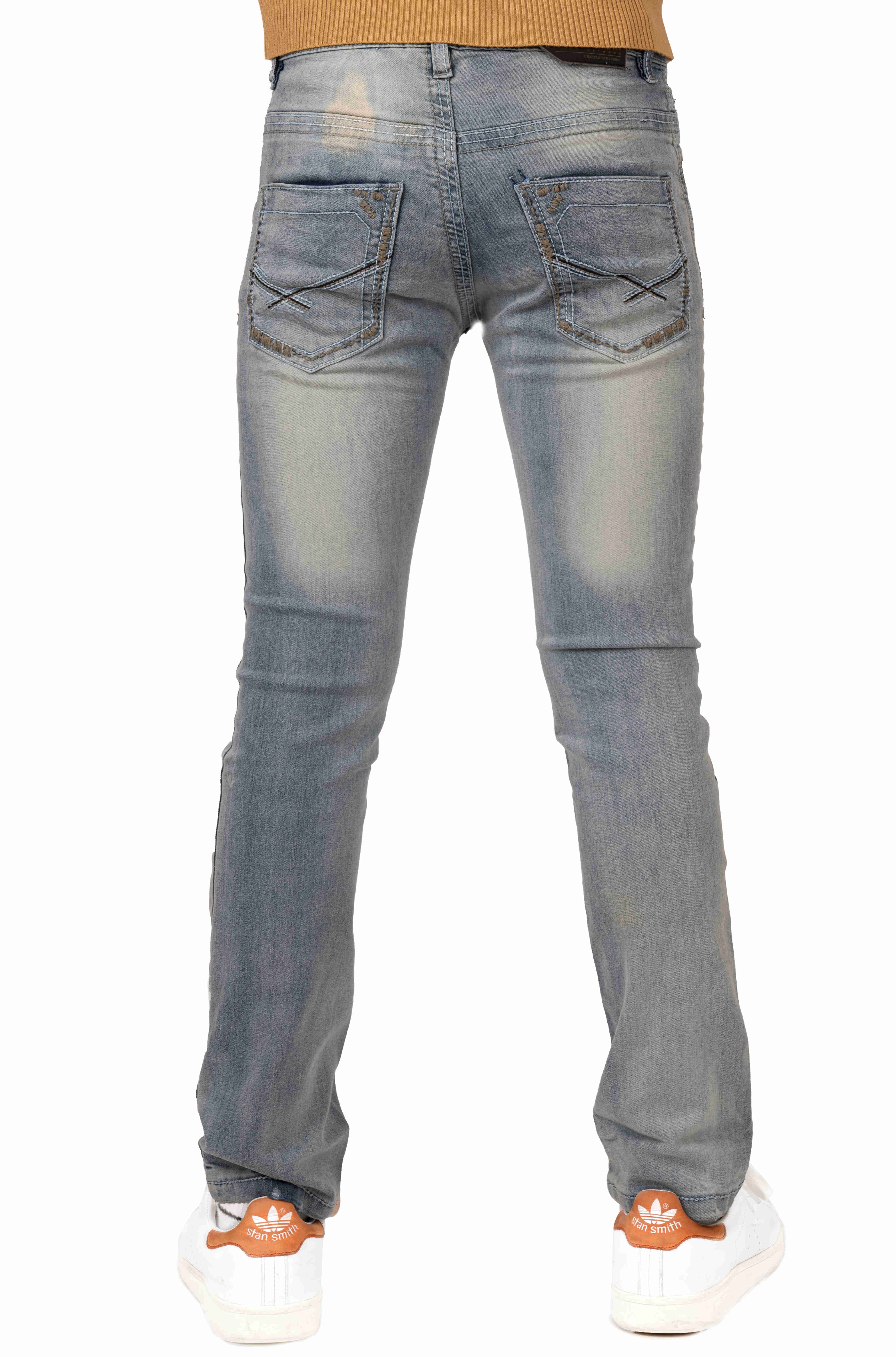 CULTURA Skinny Jeans for Little Boys Slim Wash Stretch Comfy Denim Pants,  Age 3-7, Blue Thick Stitch, Size 5