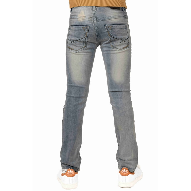 CULTURA Skinny Jeans for Boys Big Boys Teens Slim Wash Denim Pants, Medium  Blue - Copper Accent, Size 16
