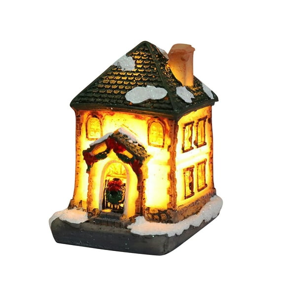 Yeacher Christmas Scene Houses Building House with Warm LEDs Light Batter-y Operated Christmas Ornamnet Gift