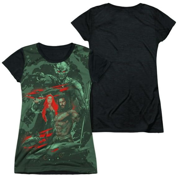 Aquaman Movie - Good And Evil - Juniors Teen Girls Black Back Sleeve Shirt - Medium