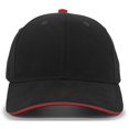 thumbnail image 1 of Brushed Twill Cap with Sandwich Bill, Black & Red - One Size, 1 of 1