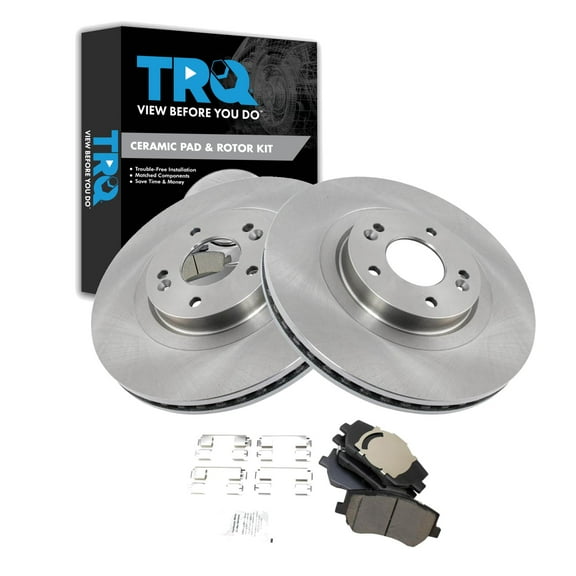 TRQ Front Brake Pad & Rotor Kit Brake Pads Brake Rotor Ceramic Fits Select 2019-2020 Hyundai Santa Fe