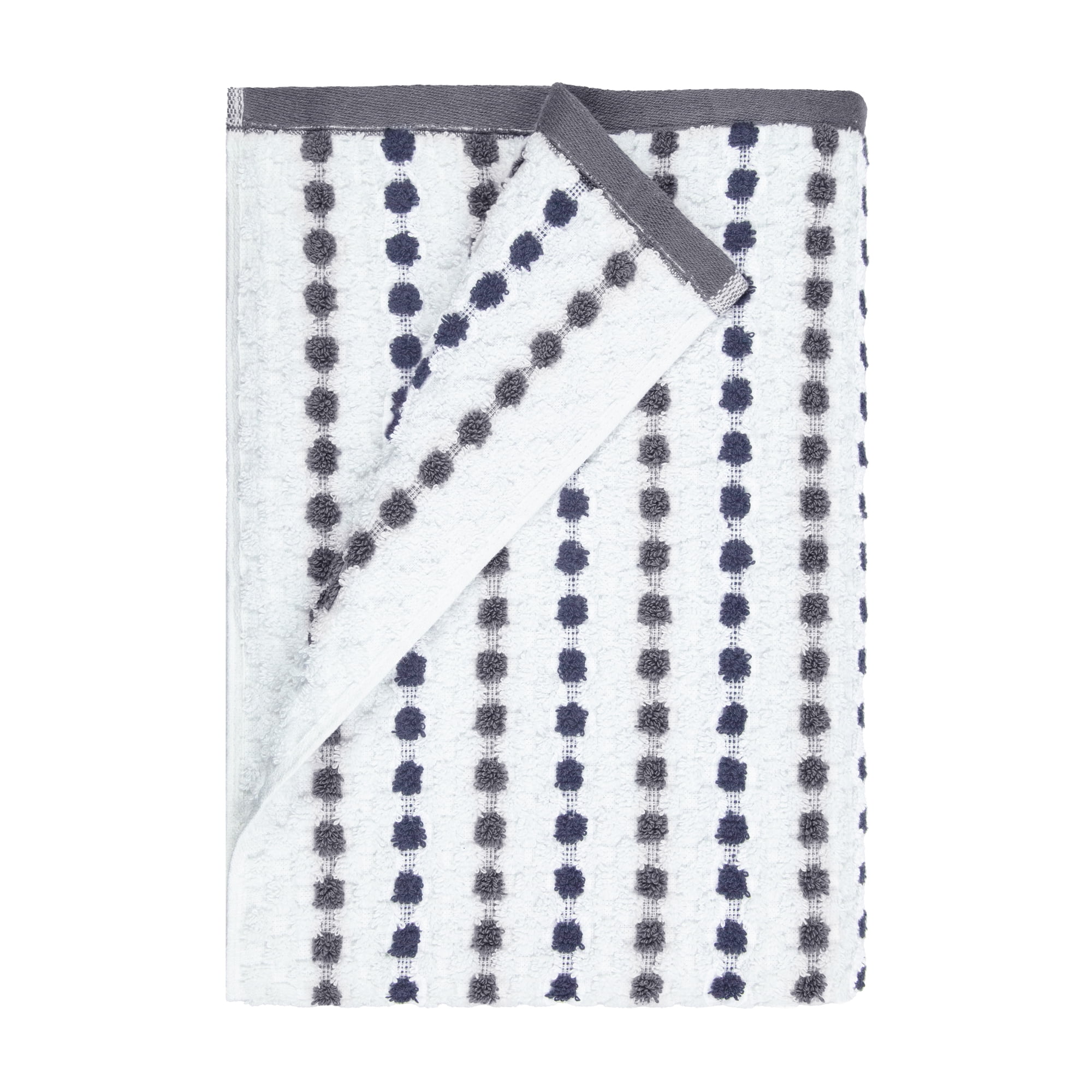 Mainstays Performance Cotton Bath Towel, Super Soft Quick Dry Fade Resistant, Grey/Black Dot Pattern
