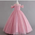 thumbnail image 3 of WMQPNNS Flower Girls Dress Sparkle Tutu Dress Girls Dresses Cold Shoulder Long A Line Wedding Party Ball Gown Girl Clothes, Dress for Age 9-10 Years, Pink, 3 of 6