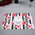 thumbnail image 2 of MKHERT Watercolor Hawaiian Hibiscus Flowers with Black Stripes Placemats Table Mats for Dining Room Kitchen Table Decoration 12x18 inch,Set of 6, 2 of 4