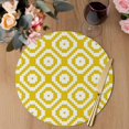 thumbnail image 3 of Yellow Geometric Round 13 Inch Placemats Set of 6, Modern Abstract Art Rhombus HeatResistant Non Slip Place Mats for Dining Table, Wipeable Braided Kitchen Table Mats for Housewarming, 3 of 9