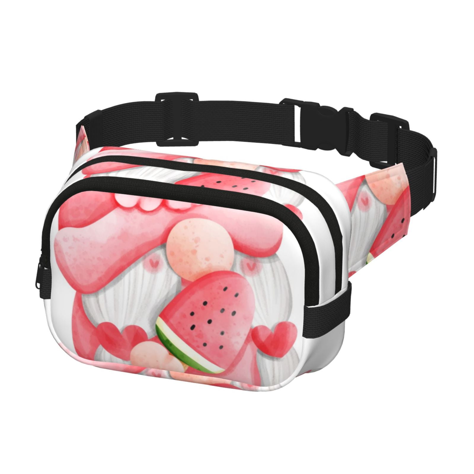 Picia Watercolor Tropical Gnomes Print Square Double-Layer Waist Bag Mini Adjustable Waist Belt Bag Exercise Running Travel Hiking