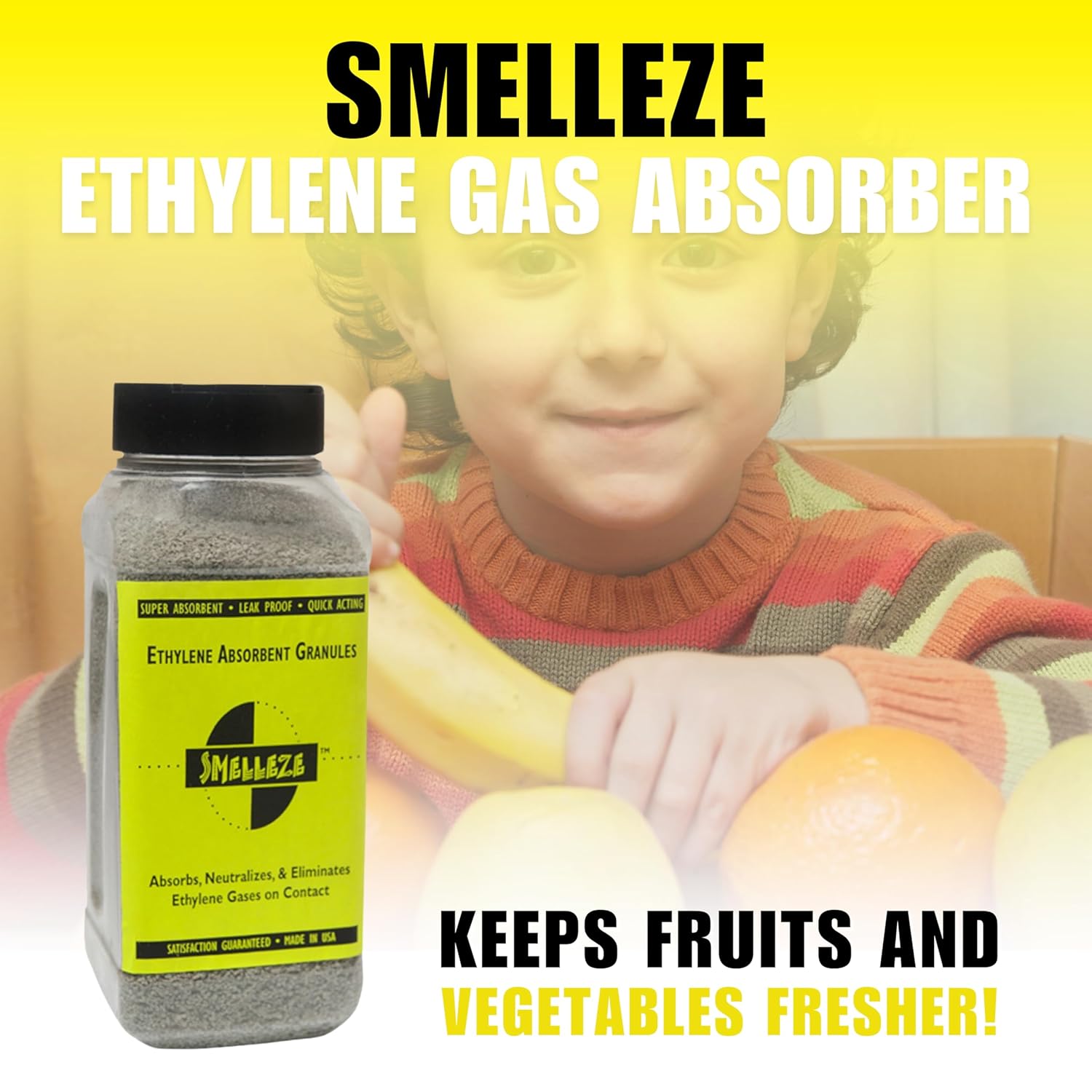 SMELLEZE Natural Ethylene Gas Absorbent - 2 Lb Granules, 1mm Size, Made In USA