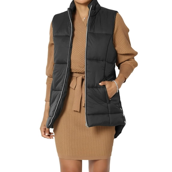 TheMogan Women's S~3X Basic Zip Up Puffer Padded Vest Sleeveless Quilted Gilet Jacket