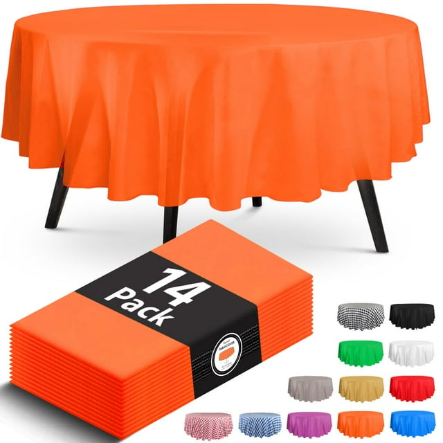 Mantel HSGUS Premium redondo naranja de plástico 213 x 213 cm