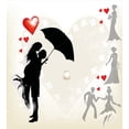thumbnail image 3 of Wedding Duvet Cover Set, Couple in Love Umbrella Red Hearts Daisies Romance in the Air Celebration, Decorative 3 Piece Bedding Set with 2 Pillow Shams, Queen Size, Black White Red, by Ambesonne, 3 of 3