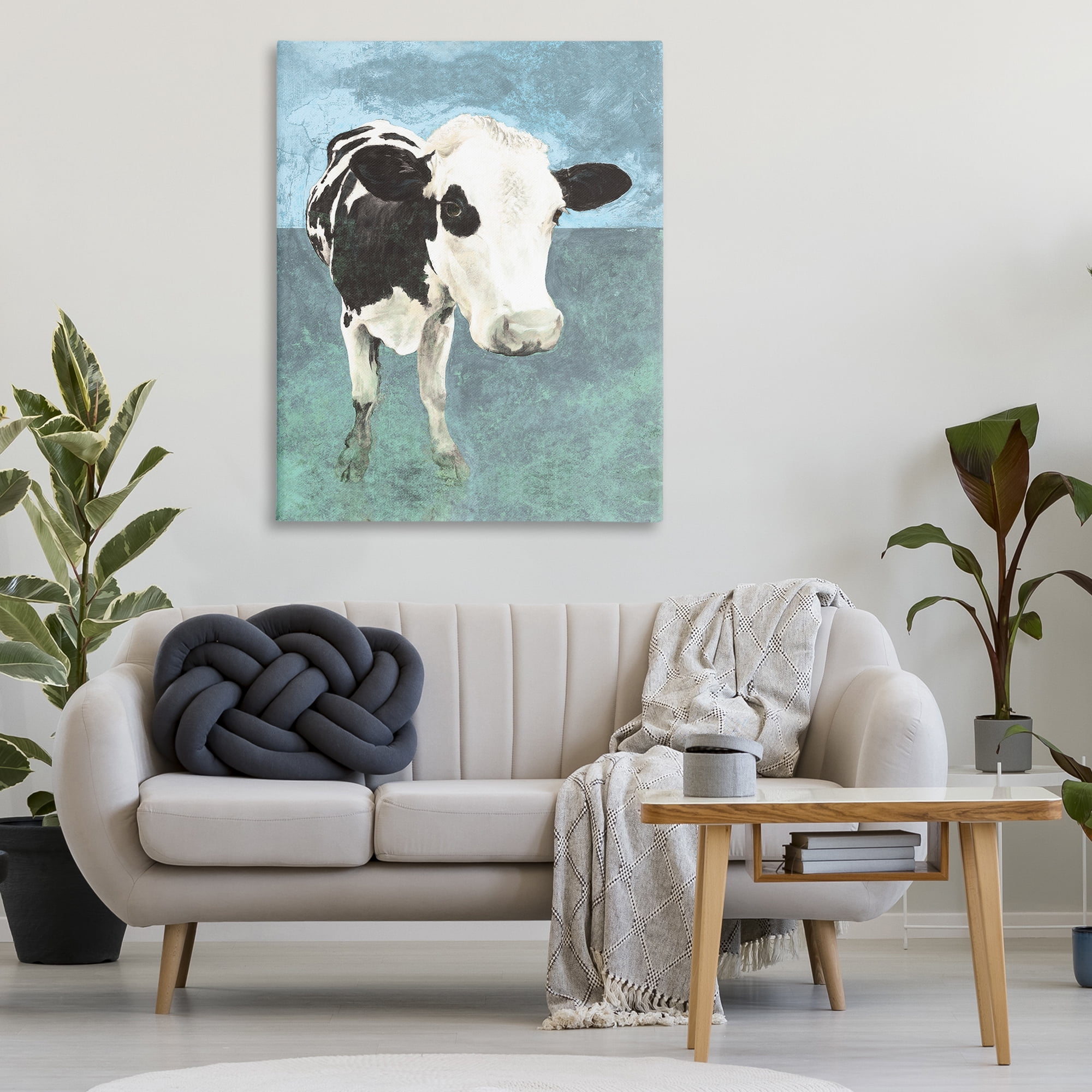 Stupell Industries Simple Farmhouse Cow Animals & Insects Painting Gallery Wrapped Canvas Art Print Wall Art, 36 x 48