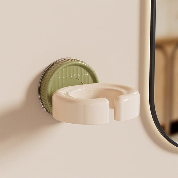 HomeKingdee Hair Dryer Storage Rack with Suction Cup Mount - Plastic Bathroom Organizer for Countertop Clutter Reduction, Green/Brown, 9x7.9x6 Inches