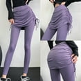 thumbnail image 3 of Yoga Pants Drawstring Folds  Fake Two Pieces Leggings Skirt for Running Black M, 3 of 13