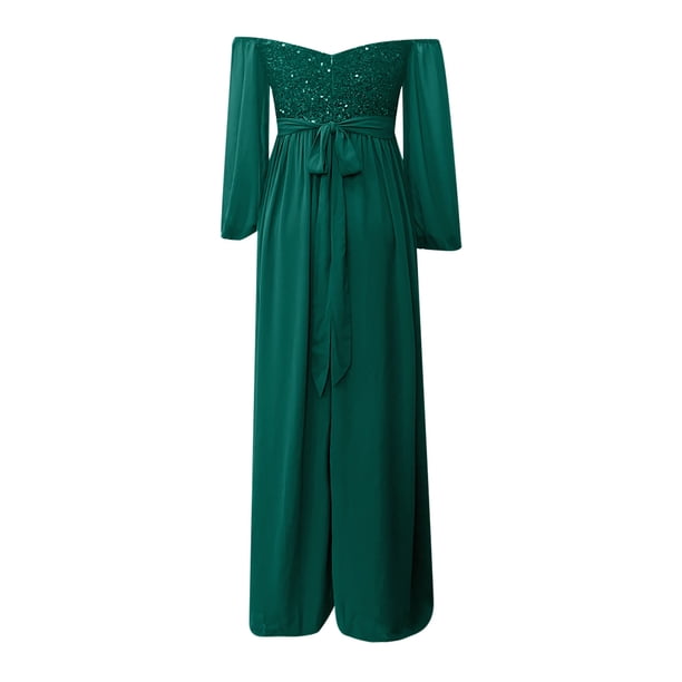 slim fit dress slacks Miss Circle Women Holly Green Crystallized Corset High Slit Satin Gown