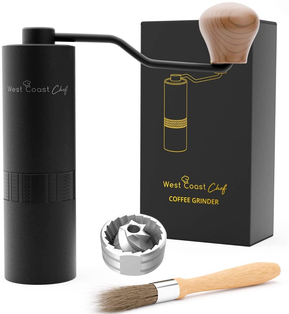West Coast Chef Manual Burr Coffee Grinder Conical Burr Grinder, Coffee Bean Grinder, Manual