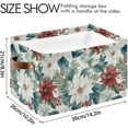 thumbnail image 4 of Storage Basket Christmas Flowers Foldable Canvas Laundry Baskets Bin Waterproof Inner Layer with Sturdy Handles for Toy Nursery Blanket Clothes 1 Pack, 4 of 7