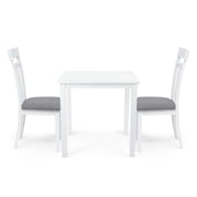 Rattan Wicker Furniture 3 Pc Dining Kitchen Set Square Table and 2 Warm Chairs Classic Style Solid Wood in White Finish