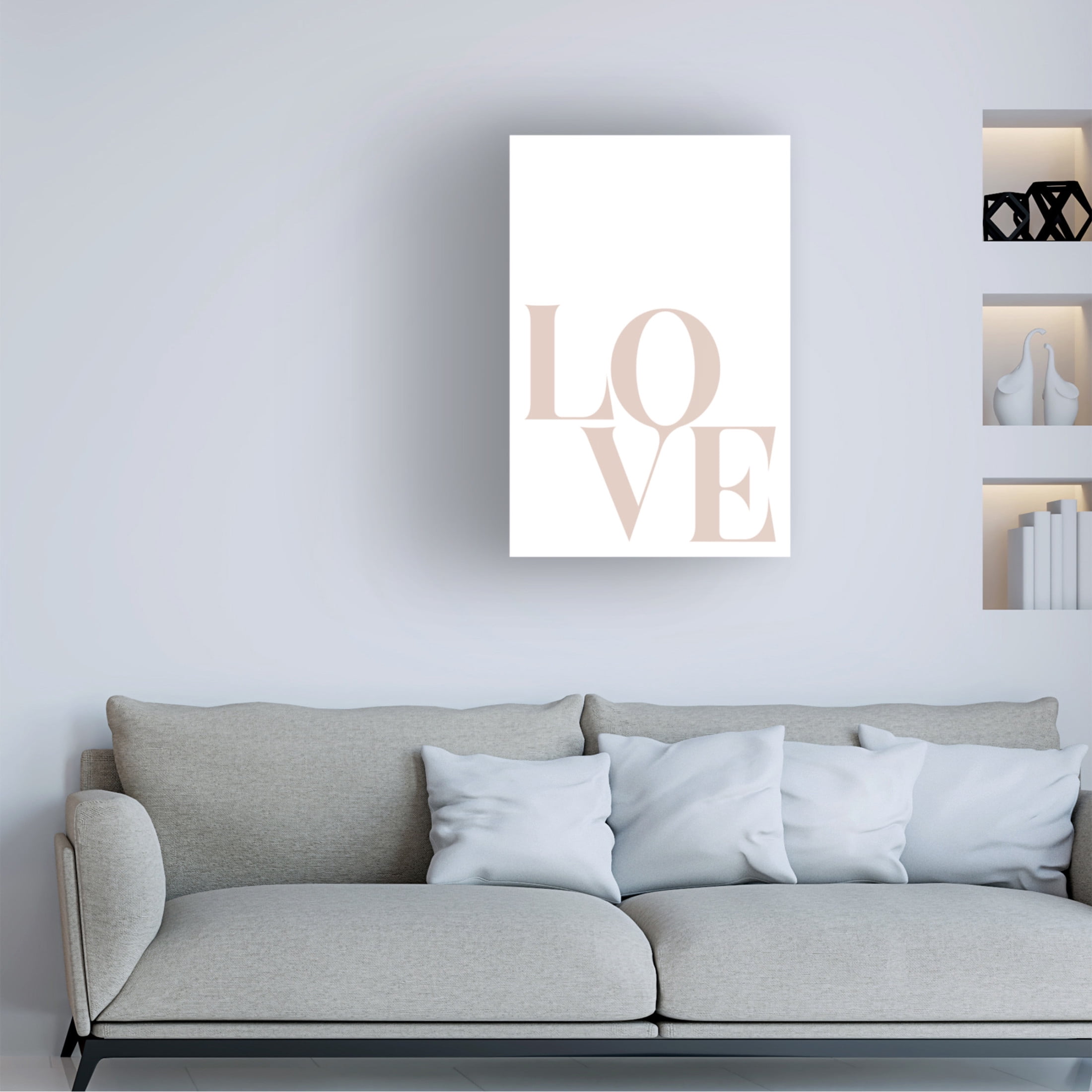 Trademark Fine Art uplusmestudio Love Beige Canvas Wall Art