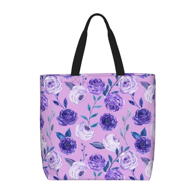 Fotbe Violet Bolsa Tote con Estampado para Mujer, Bolsos con Cremallera, Bolsa de Hombro Casual de Gran Capacidad con Bolsillos Internos