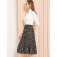 thumbnail image 4 of Unique Bargains Jupe Midi Décontractée à Imprimé Floral Évasée pour Femme, Noir, P, 4 of 7