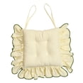 thumbnail image 2 of Cojín de silla elegante de 40 x 40 cm para el hogar, comedor, cuadrado, con lazos y borde con volantes. Beige, 2 of 7