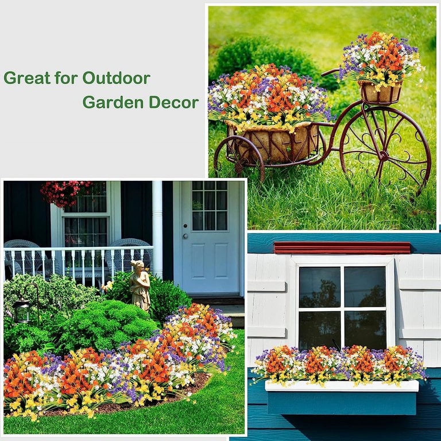 MAMOWEAR Artificial Flowers Outdoor UV Resistant Fake Flowers, Faux Plastic Flowers for Decoration Home Kitchen Garden Wedding Party Décor