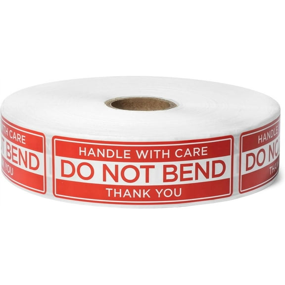 1000 pcs Do Not Bend Stickers for Shipping 1x3 Inch Roll Labels