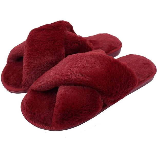 Zapatillas de invierno para mujer, zapatillas de felpa mullidas y cálidas para interiores, zapatillas ligeras para el hogar, zapatillas planas cómodas antideslizantes Adepaton WL-00499-9