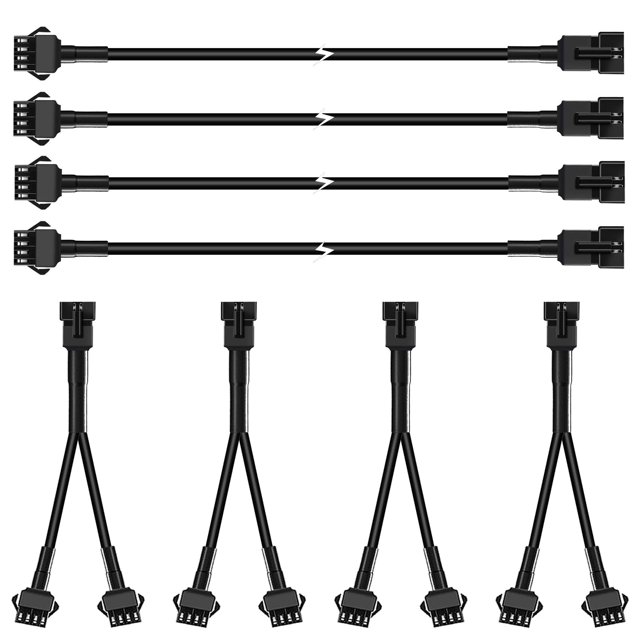 Hovano 4PCS 40 inch 4Pin Extension Cords and 4PCS 2-Way Splitters for LED Motorcycle ATV Trikes Golf Car Light Multi-Color Neon Strip Trucks Rock Lights