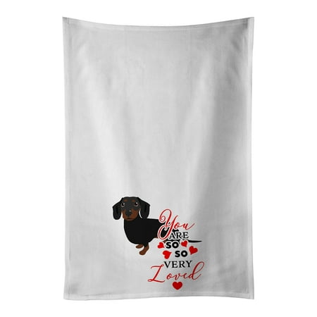 

Dachshund Black and Tan #1so Loved White Kitchen Towel Set of 2 19 in x 28 in