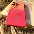 thumbnail image 5 of Magnetic for iPhone 15 Pro Max Case, Compatible with MagSafe, Full Camera Lens Film Protection Cute Gradient Color Silicone Shockproof Matte Cover for Women & Men (iPhone 15 Pro Max,Rose Pink), 5 of 15