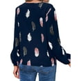 thumbnail image 4 of FASHIONWT Women Business Boho Long Sleeve V-Neck Blouse Hawaiian Graphic Lantern Shirts, 4 of 4