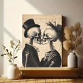 thumbnail image 6 of UXIEQU Victorian Skeleton Couple Kissing Canvas Wall Art Print 15.75x11.81 Inches, 6 of 8