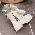 thumbnail image 5 of White Ladies Lace Up Boots Round Toe Low Heel Design For Casual Style, 5 of 9