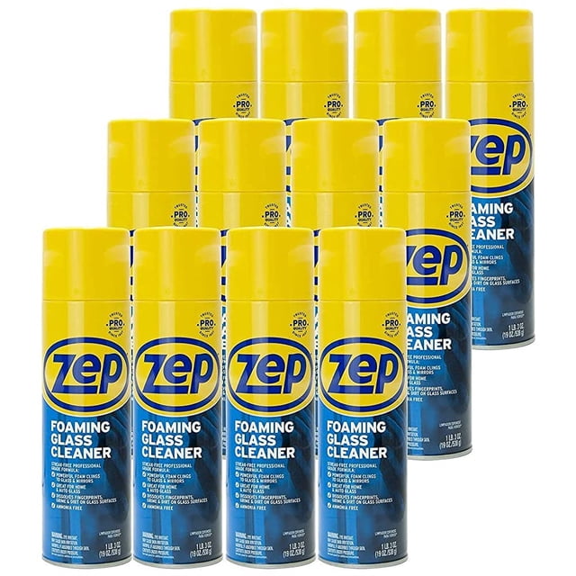 Limpiador espumoso para vidrios Zep 19 oz, sin amoníaco, caja de 12