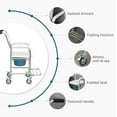 thumbnail image 4 of Hyxoo 3-in-1 Shower Commode Wheelchair, Transport Beside Commode Chair, Waterproof Rolling Over Toilet Chair 330 lbs. Weight Capacity with Padded Seat, White, 4 of 10