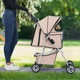 thumbnail image 7 of YRLLENSDAN Pet Gear Dog Stroller Small Dogs, Folding Cat Stroller with Cup Holders 4 Wheel Pet Strollers for Small & Medium Dogs Stroller Travel Carrier, Beige, 7 of 7