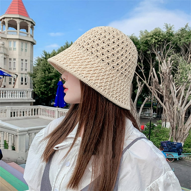Bucket Hat Cap for Female Women's Summer Hats Braided Sun Hat