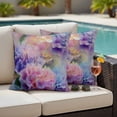 thumbnail image 5 of Pink Purple Flower Pillow Covers 2 Pack Hydrangea Leaf Gradient Watercolor Vintage Pillowcase Waterproof Outdoor Throw Pillow Cover for Patio Garden Square Cushion 20”x20”, 5 of 9