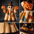thumbnail image 6 of Aoznliie Lighted Vintage Patchwork Ghost, Glowing Resin Figurine with Pumpkin Basket, 4x3x3 inch Halloween Decor for Indoor Display, Multicolor, 6 of 7
