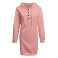 thumbnail image 3 of Herrnalise Women’s Dresses Summer 2024 Autumn And Winter Long Sleeve Dress ForHooded Solid Casual Dress S-2XL, 3 of 4