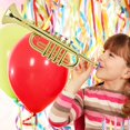 thumbnail image 2 of Fugacal Kid Trumpet ABS Golden Coated Trumpet Toy Trumpet Gift Wind Instruments For Kids, 2 of 8