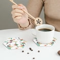 thumbnail image 6 of Pofeuu Pretty Floral With Leaves Print Leather Coasters Set of 6, Round Cups Mugs Mat Pad for Home Kitchen Heat Resistant Drink Coasters,Hexagon, 6 of 7