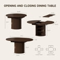 thumbnail image 2 of 47"-63" Extendable Round Dining Table for 4–8 with Storage, Mid Century Modern Farmhouse Wood Oval Dinner Table with Pedestal Base for Kitchen, Living Room (Coffee Brown), 2 of 7