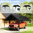 thumbnail image 6 of Kimunuk 10' x 20' Canopy Replacement Cover, Outdoor Portable Carport Replacement Canopy with Ball Bungees for Car Garage Shelter Tent Party Tent, Black ,Frame is Not Included, 6 of 6
