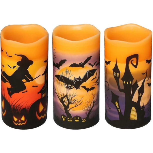 Flameless Flickering Candles Battery Operated With 6 Hour Timer, Set Of 3 Real Wax Led Pillar Candles Warm Lig