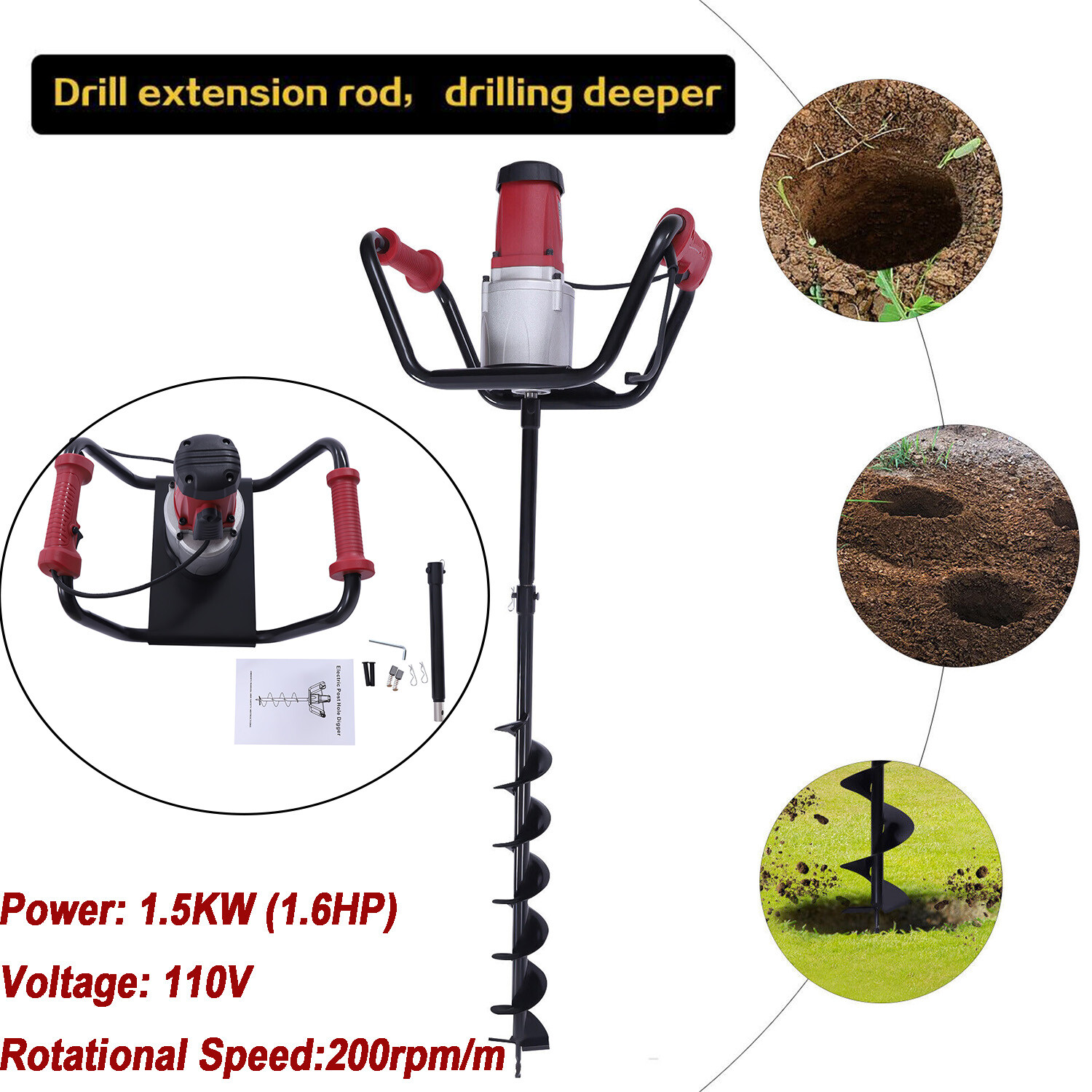 4-inch Earth Auger Drill Bit Post Hole Drill Bit Replacement