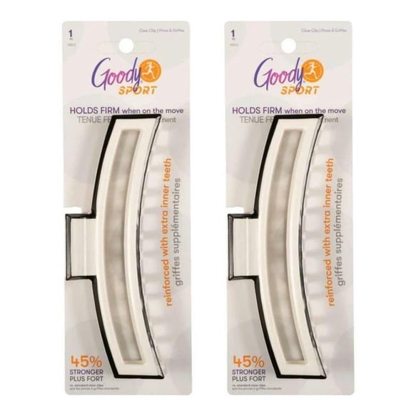 Goody Sport Forever Claw Clip 2-Pack White Black Large
