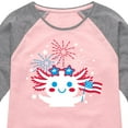 thumbnail image 3 of Instant Message - Americana - Axolotl Celebrating with Fireworks - Toddler & Youth Girls Raglan Graphic T-Shirt, 3 of 6